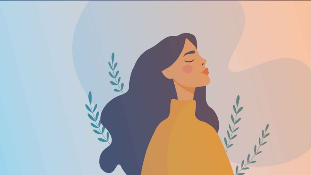 Illustration einer Frau, die befreit atmet