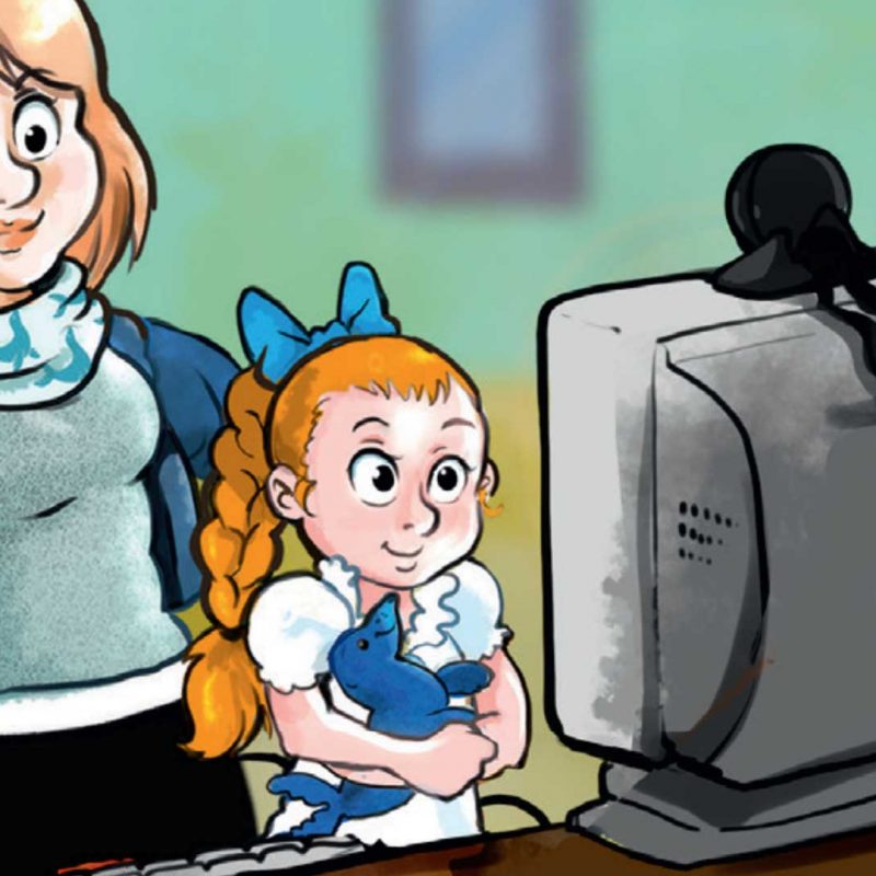 Alpha1-Familie beim Schauen des virtuellen Kindertages.