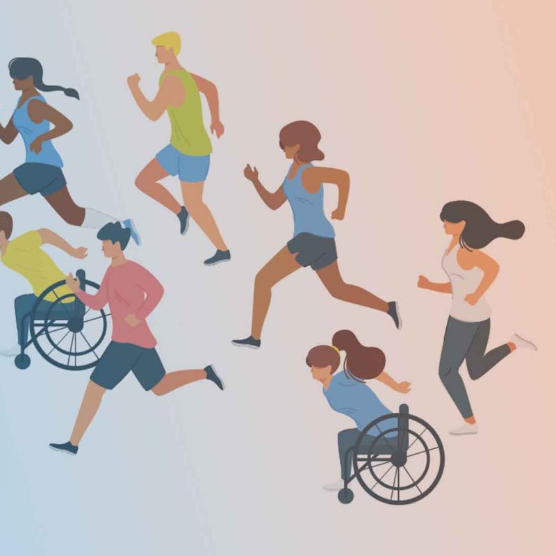 Illustration von Menschen beim Rennen