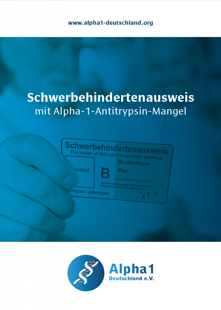 Titelseite der Informationsbroschüre zur Beantragung Behindertenausweis bei Alpha-1.