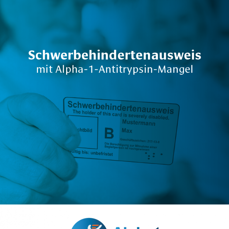 Titelseite der Informationsbroschüre zur Beantragung Behindertenausweis bei Alpha-1.