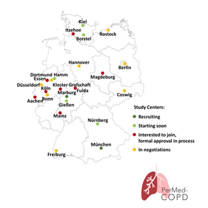 Verteilung der PerMed COPD Study Centers.